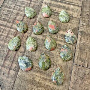 25x18mm Unakite Jasper Teardrop Cabochon